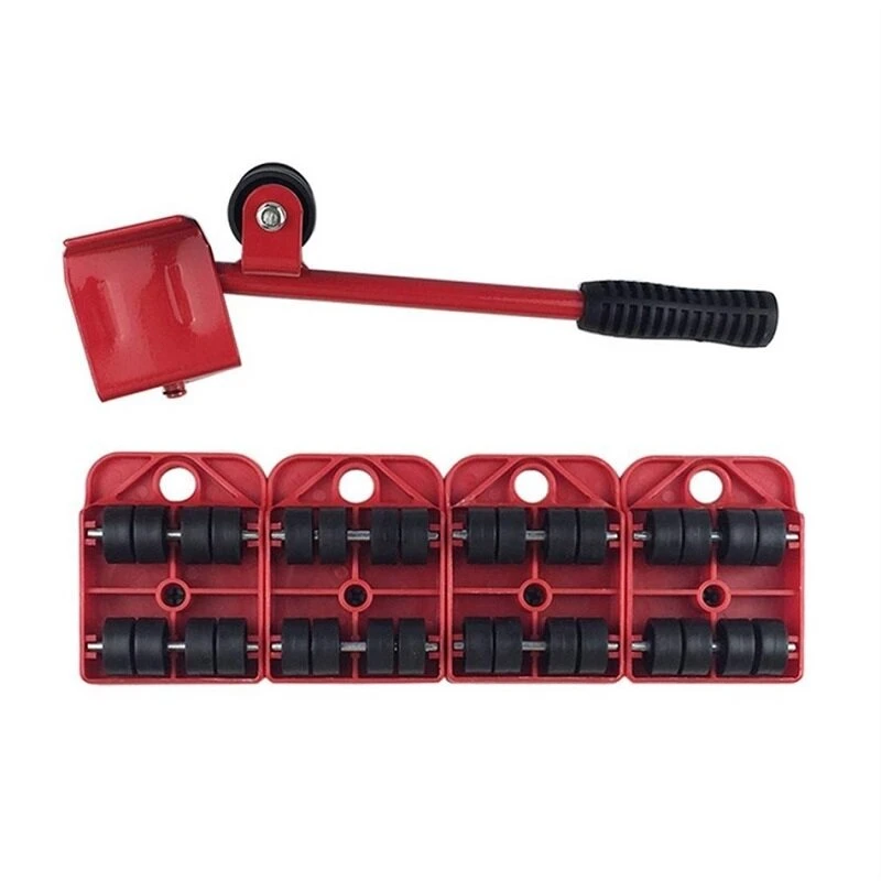Furniture Mover Tool Set - 5pcs Wheeled Roller Bar for Heavy Lifting & Transport - Image 4