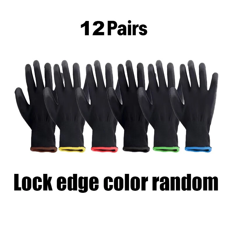 Black Nylon PU Coated Work Gloves - Non-Slip & Breathable for Gardening, Woodworking, Machinery - Image 3