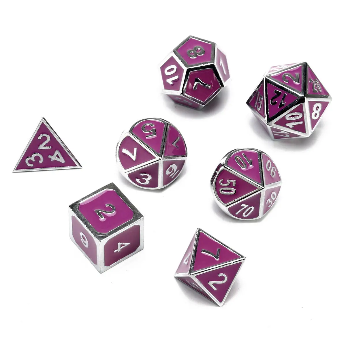 Heavy Metal Polyhedral Dice Set - 7 Pcs for Role Playing Games with Bag - Image 2