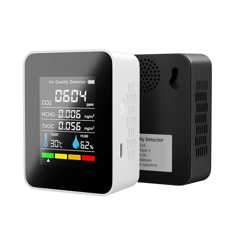 CO2 TVOC HCHO Air Quality Monitor - 5-in-1 Tester with Temp/Humidity LCD Display - Image 3