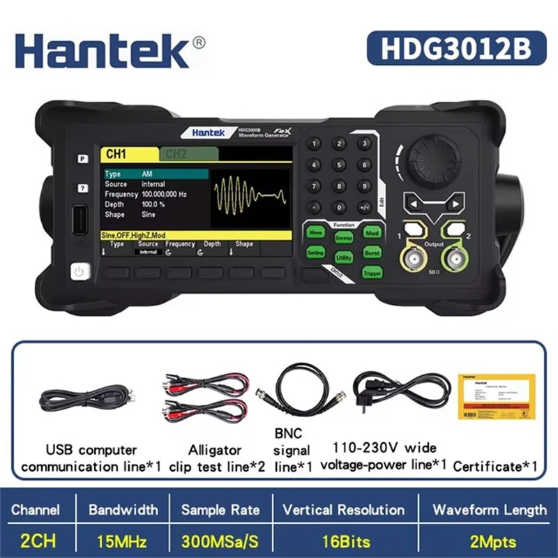 Hantek HDG3012B 5-in-1 Arbitrary Waveform Generator | 300MSa/s 16-Bit Signal Generator - Image 5