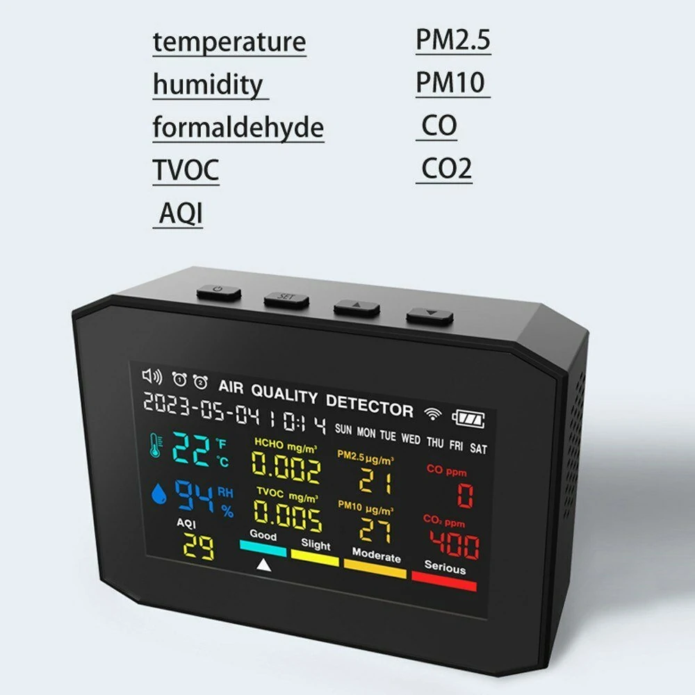 9in1 Portable Air Quality Meter - PM2.5 CO2 TVOC HCHO Tester | Temp & Humidity - Image 4