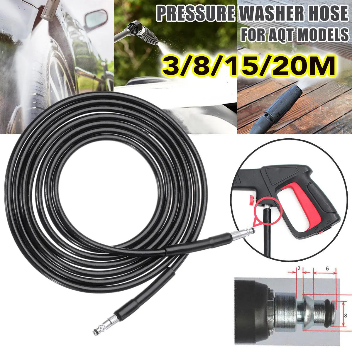 Black Decker PW1400 PW1500 Pressure Washer Hose - 3/8/15/20M High Pressure - Image 3