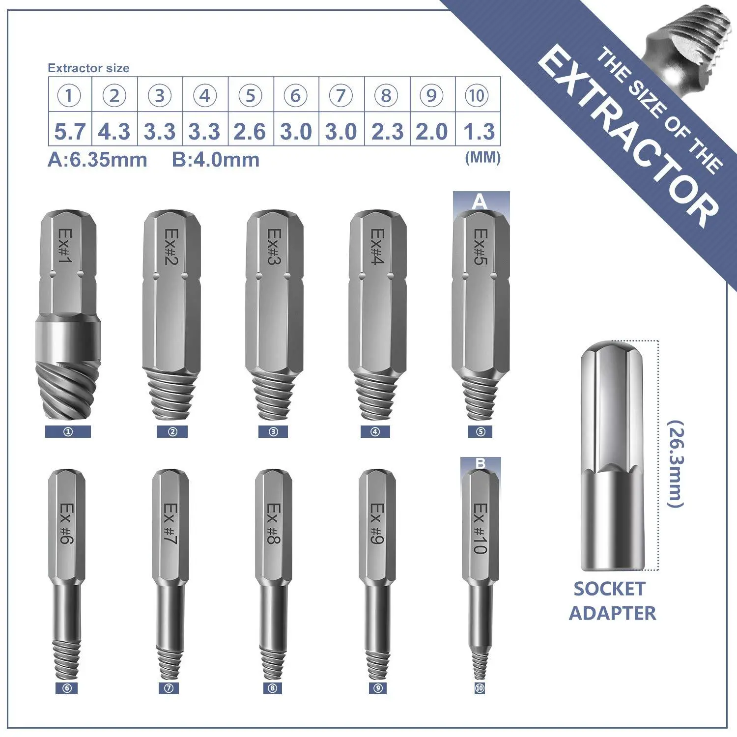 Drillpro 22pcs Screw Extractor Set | HSS Broken Bolt Remover with Locking Adapter - Image 2