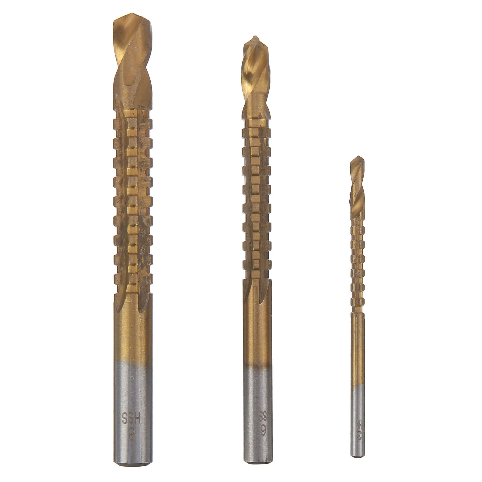 6PCs HSS Titanium Step Drill Bit Set | Straight Shank Cone Hole Cutter & Punch - Image 3