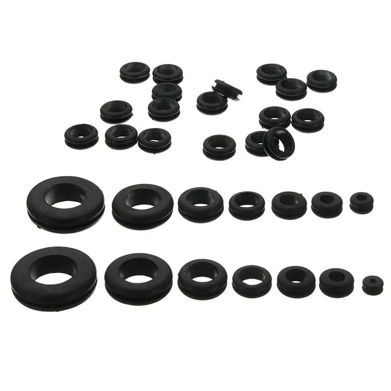 180pc Rubber Grommets & Retaining Ring Set - Wiring Cable Gasket Kit for Blanking Holes - Image 2
