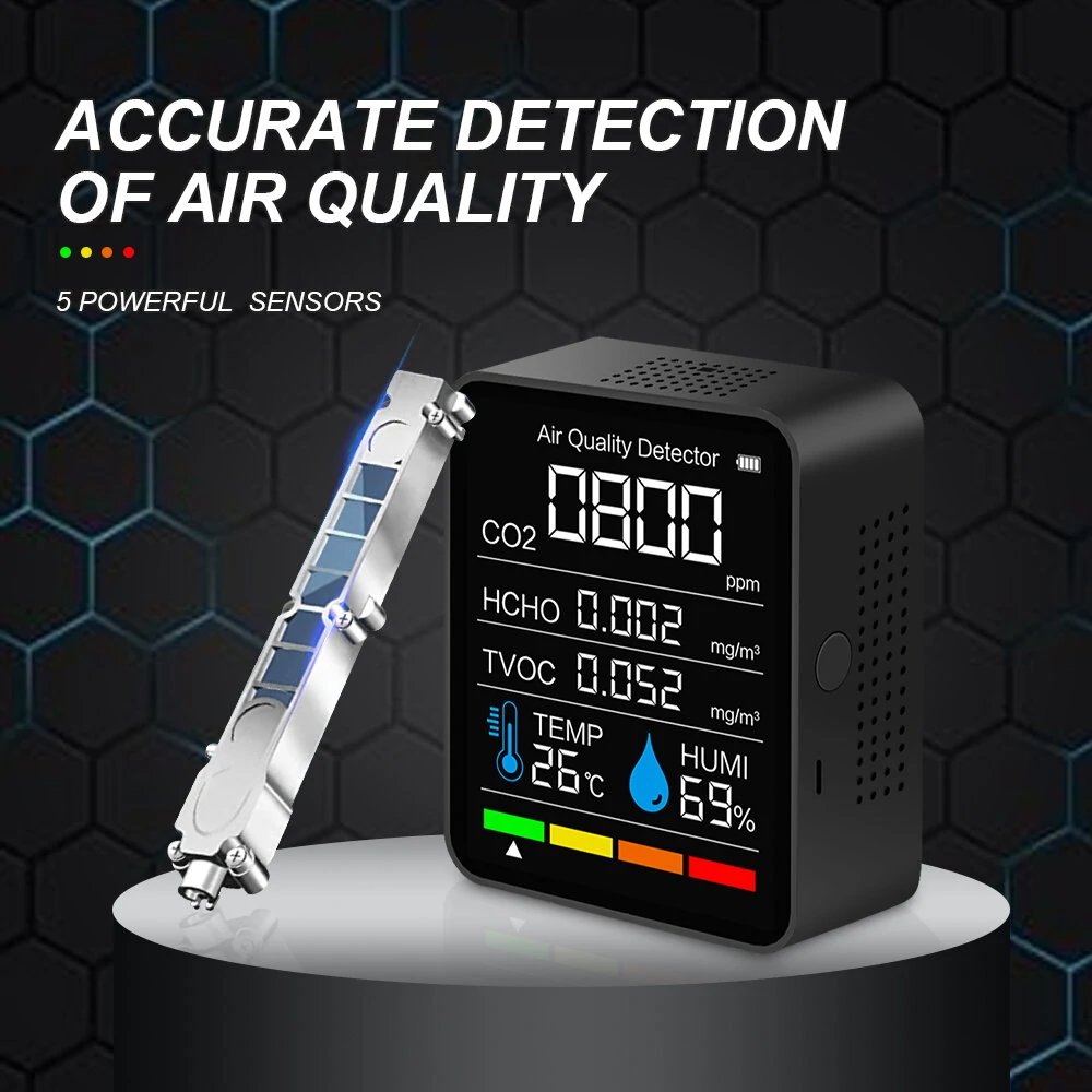 CO2 Meter - 5-in-1 Bluetooth Air Quality Monitor | Tester for CO2, TVOC, Formaldehyde, Temp & Humidity - Image 4