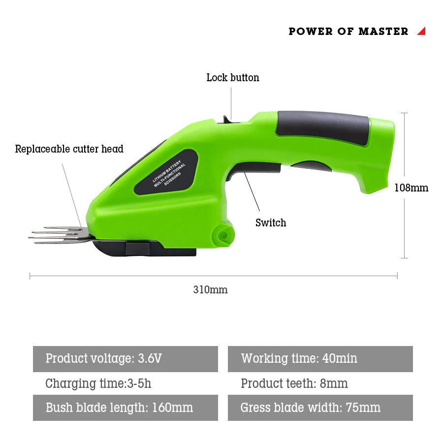 Rechargeable Cordless Hedge Trimmer - Electric Pruning Shears for Garden Lawn Fence - Image 4
