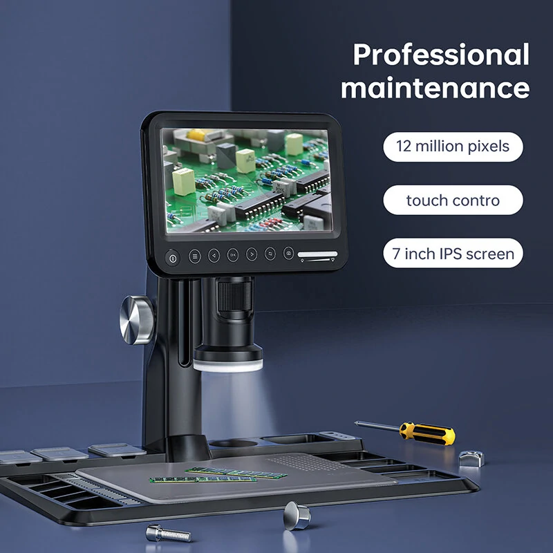 Digital Microscope 1600X | 12MP Camera & 7 Touch LCD | 28 LED Lights & PC Remote - Image 2