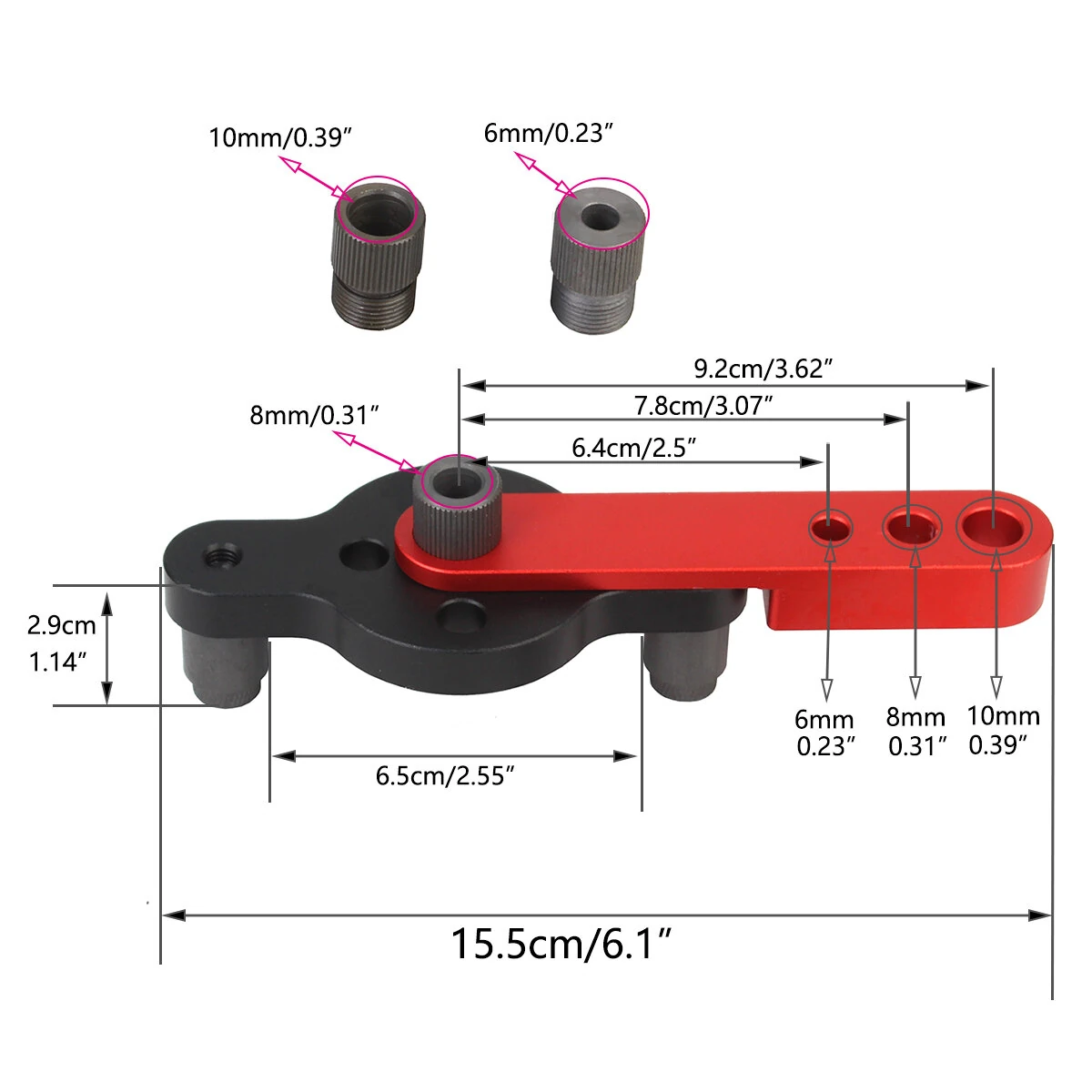 6/8/10mm Pocket Hole Jig Kit - Self Centering Drill Guide for Woodworking - Image 3