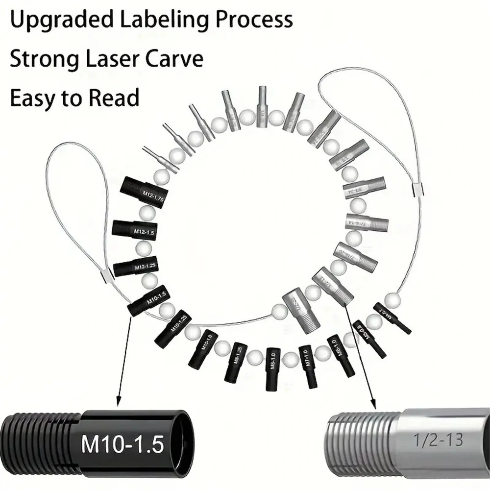 Nut & Bolt Thread Checker - 26 Gauges Inch & Metric - Stainless Steel - Image 5