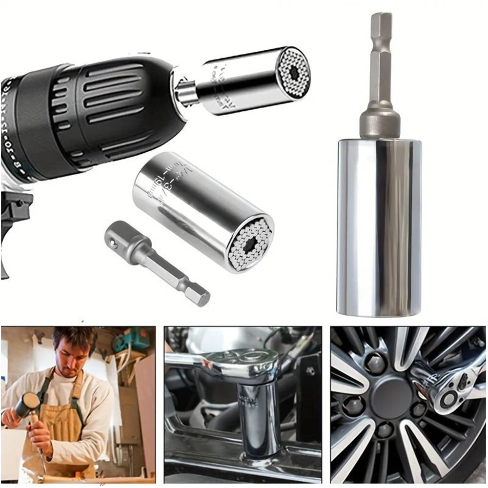 Universal 7-19mm Magic Grip Socket Wrench | Torque Wrench Head & Drill Ratchet Sleeve - Image 3