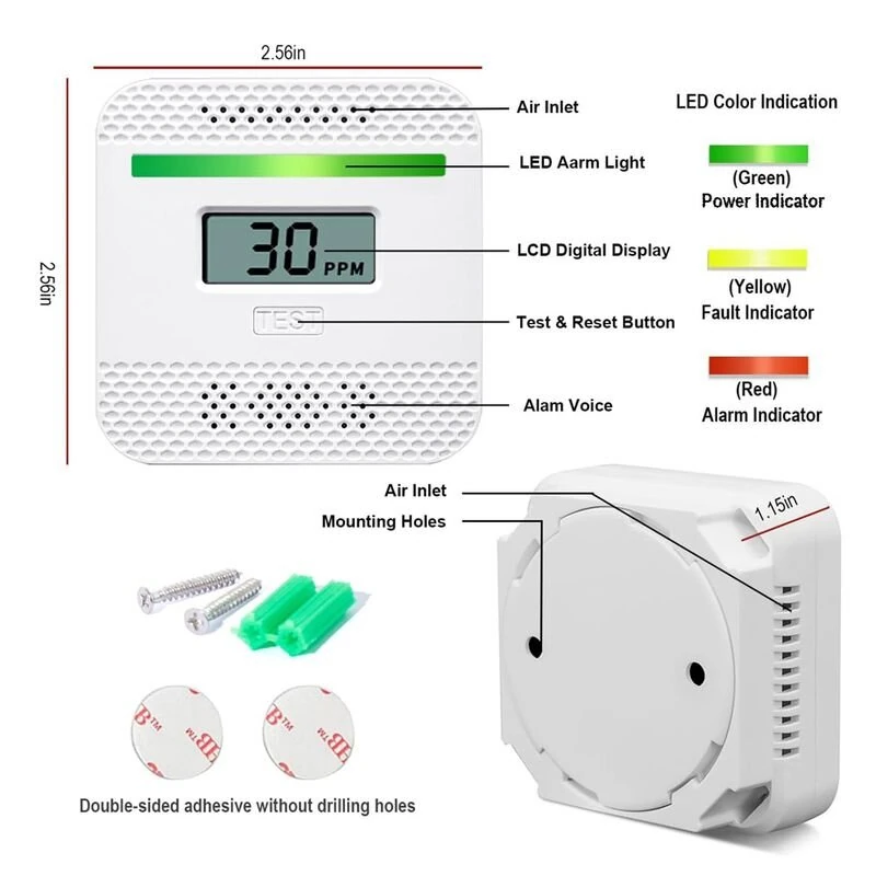 EcoSafe Compact Carbon Monoxide Sensor - Portable Digital Alert Device for Home RV Car - Image 3