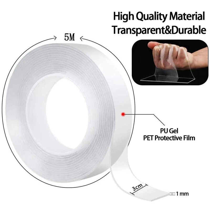 2MM Thick 30MM Wide Nano Double-Sided Tape | Super Waterproof & Strong Adsorption | 10,000 Washes - Image 5