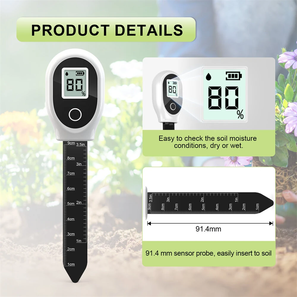 SGS10 Soil Tester - 3-in-1 Digital LCD for Moisture, pH & Temperature - Image 2