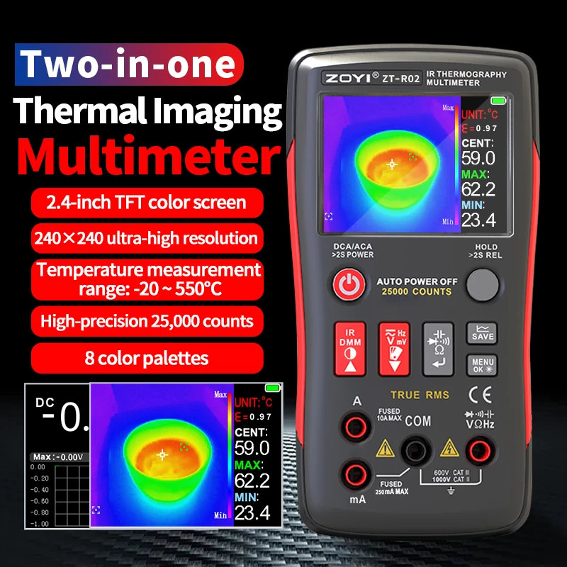 ZOYI ZT-R02 Thermal Imaging Camera | 96x96 IR Resolution | Type-C Rechargeable - Image 2