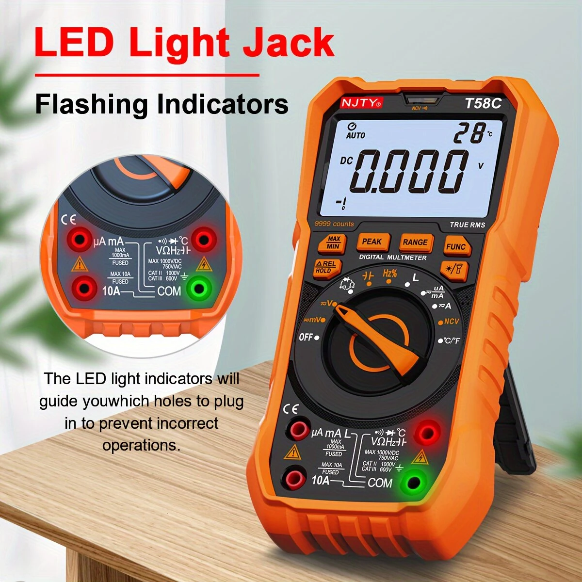 NJTY T58B T58C Inductance Multimeter | 9999 Counts AC DC Voltage Current Tester - Image 3