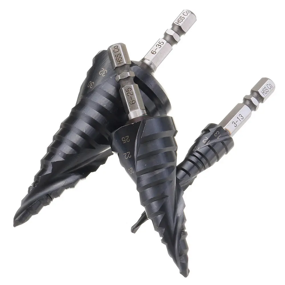 Drillpro M35 Cobalt Step Drill Bit - TiAlN Coated | 3-13mm to 6-35mm | 1/4 Inch Hex Shank - Image 3