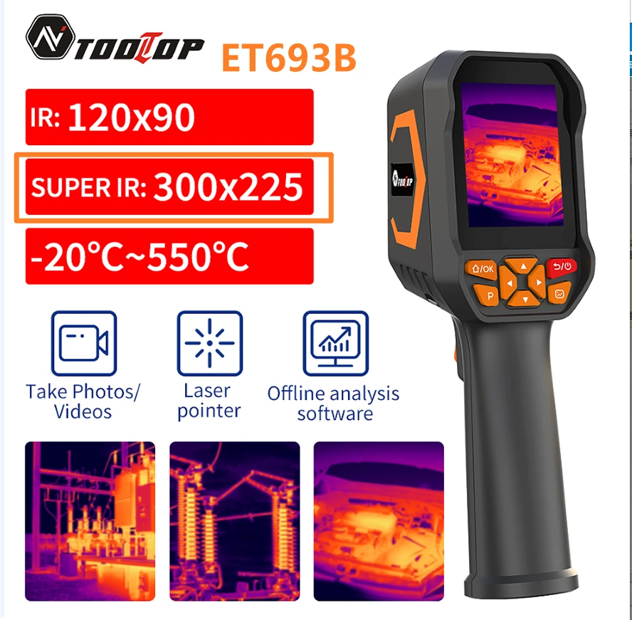 AV TOOLTOP ET693B ET693C Thermal Camera - 512x384 IR Resolution -20°C to 550°C | 2.8 Screen USB-C - Image 3