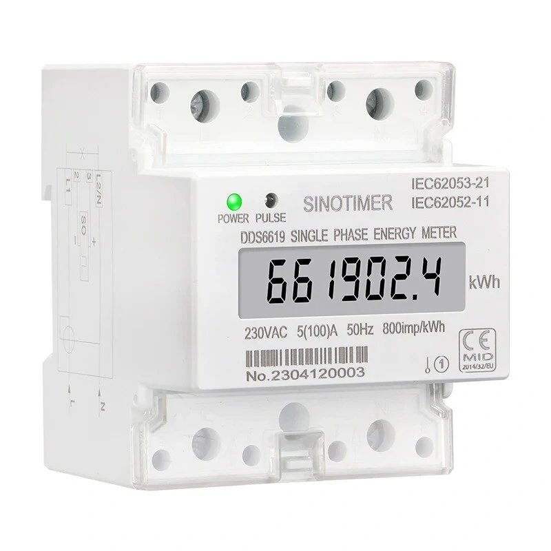 SINOTIMER Din Rail Energy Meter - 220V 100A kWh Counter | Analog Electricity Wattmeter - Image 3