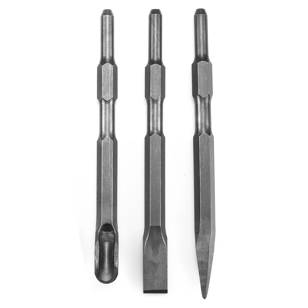 Electric Hammer Chisel Set - Hex Handle with Point Groove Gouge & Flat Chisel - Image 2