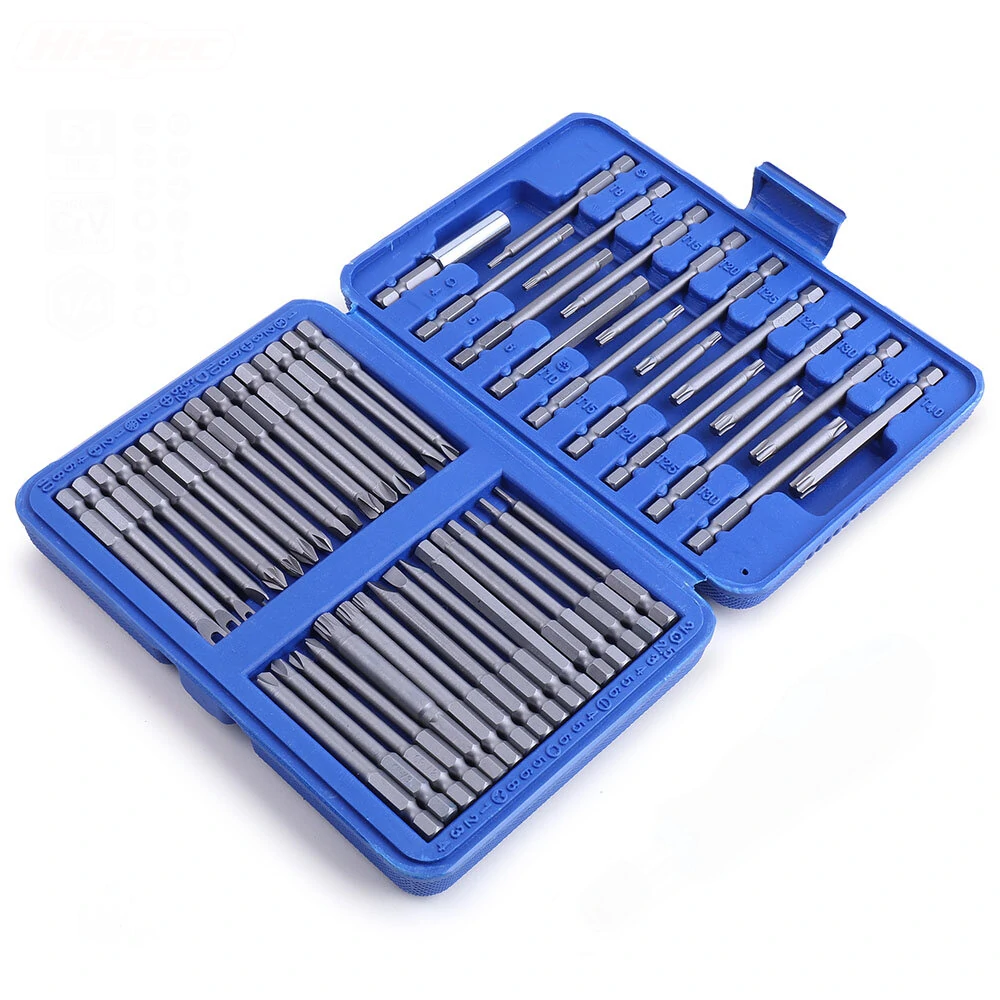 Hi-Spec 50Pcs 75mm Long Reach Bit Set | Torx, Hex, Pozi, Phillips - Image 3