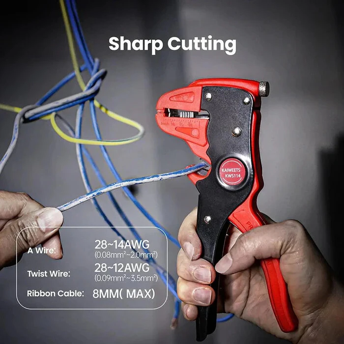 KAIWEETS KWS-114 Automatic Wire Stripper Cutter | Self-Adjusting 10-24 AWG | Adjustable Stopper - Image 5