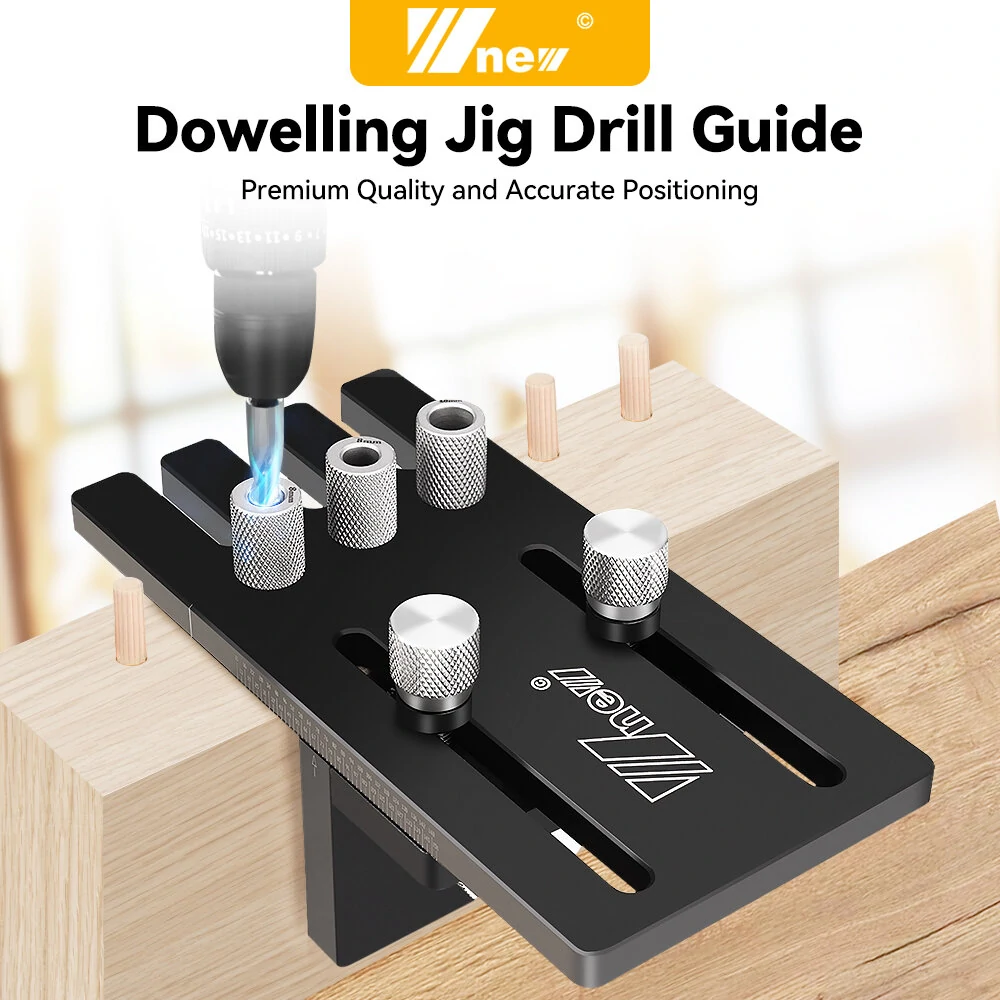 Wnew Doweling Jig Kit - Aluminum Alloy Drill Guide with 0.25mm Precision for Woodworking | Includes Drill Bits - Image 2