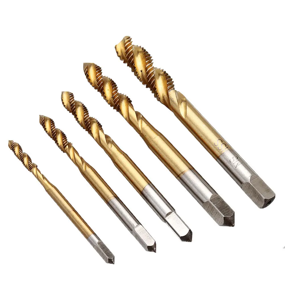 M3-M12 Hand Spanner with 5pcs Titanium Coated M3-M8 Spiral Tap Set - Image 4