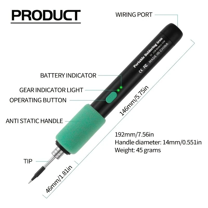 Adjustable USB Soldering Iron Kit - 3 Tips for Repair & DIY | Rechargeable - Image 3