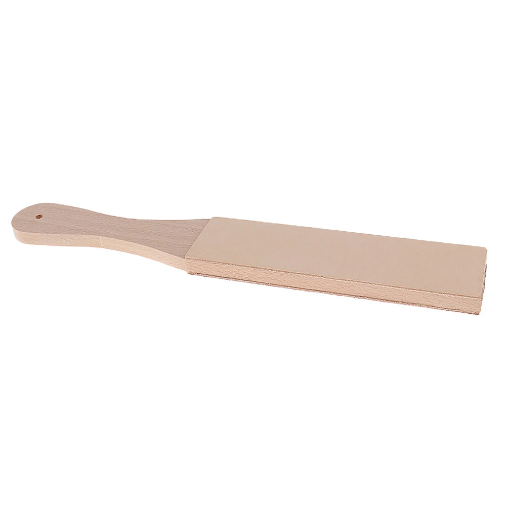 Leather Sharpening Strop Tool - Dual Sided Wood Handle with Buffing Compounds - Image 3