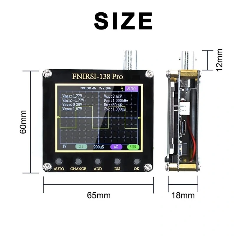 FNIRSI 138Pro Digital Oscilloscope - 2.4 Display | Auto PWM & Square Wave Output - Image 5
