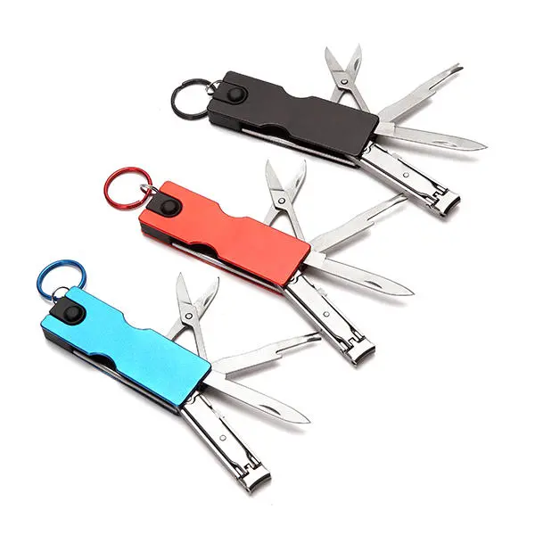 8 in 1 Multitool Keyring - Nail Clippers, File, Cleaner & LED Flashlight - Image 2
