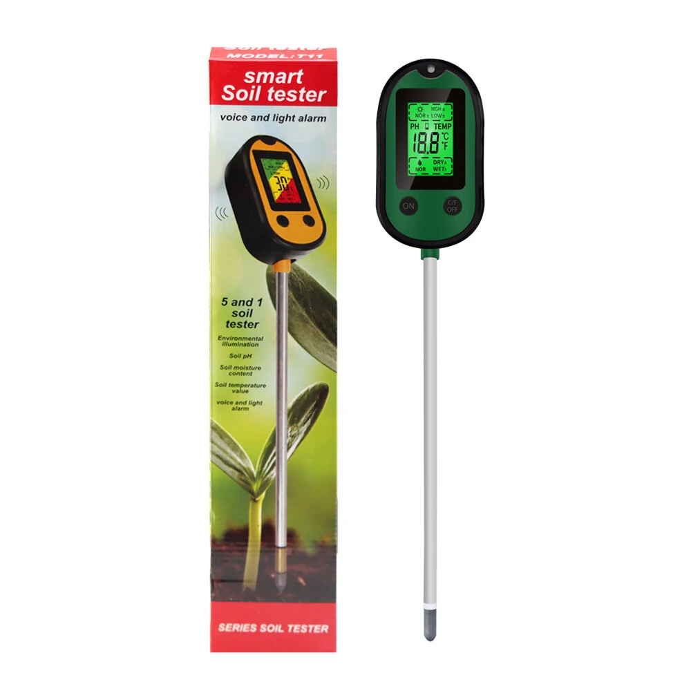5-in-1 Soil Moisture Sensor & pH Meter | Metal Probe for Plants, Flowers, Lawn - Image 2