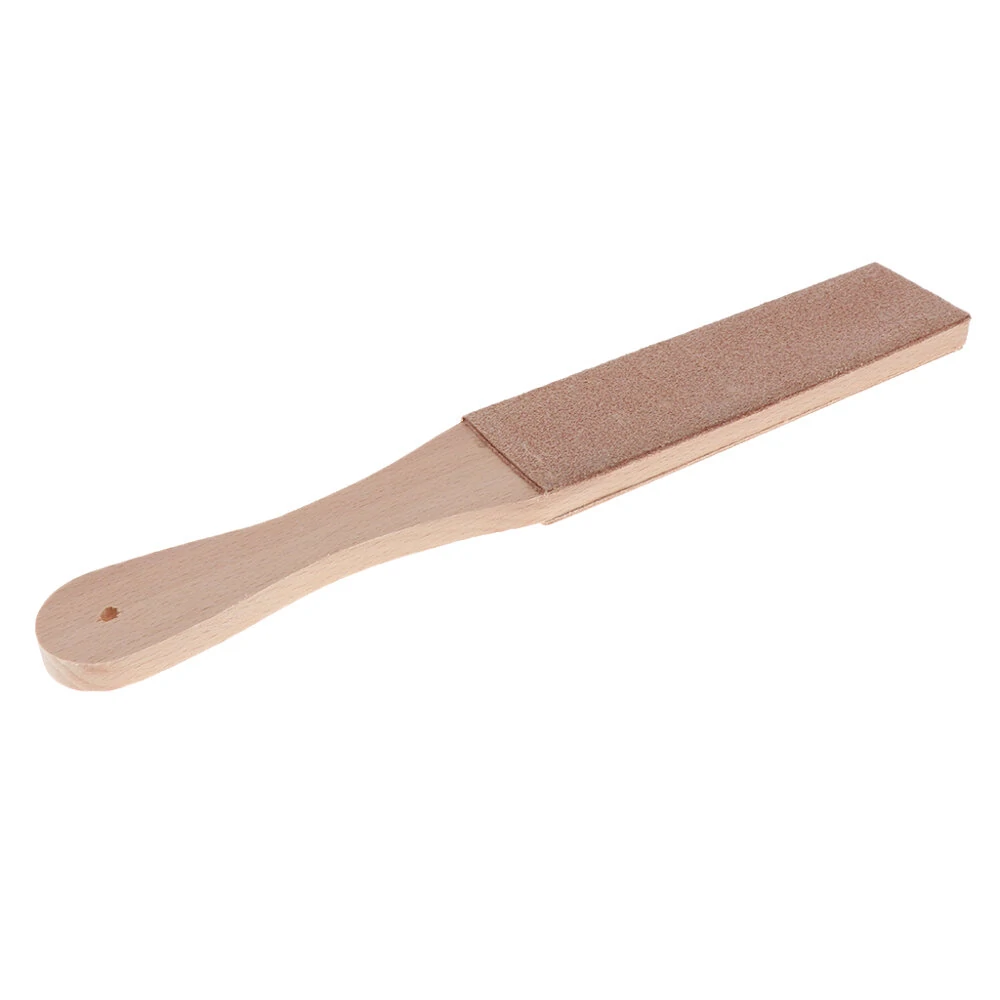 Leather Sharpening Strop Tool - Dual Sided Wood Handle with Buffing Compounds - Image 4