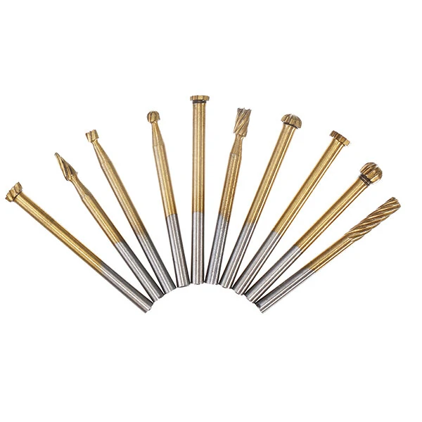 Drillpro 20Pcs Titanium Coated HSS Rotary File Bits | Wood Carving Milling Set - Image 4