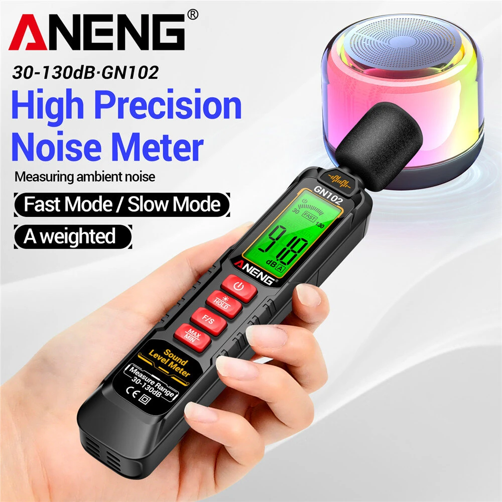 ANENG GN102 Digital Sound Level Meter - 30-130dB Range, LCD Backlit, Compact - Image 2