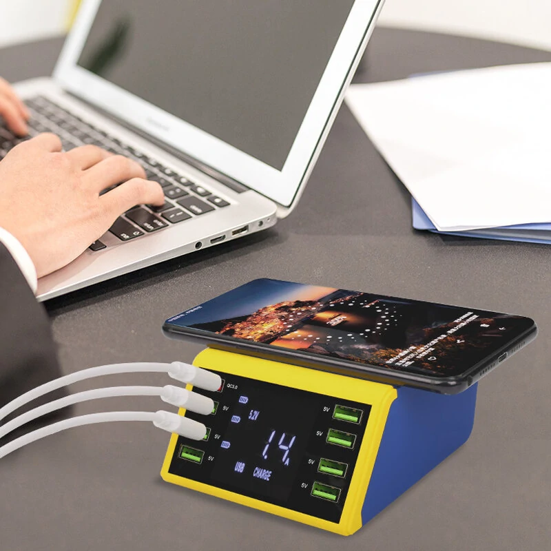 MECHANIC QC 3.0 8 Port USB Charging Dock | 10W Wireless Fast Charger for iPhone - Image 2