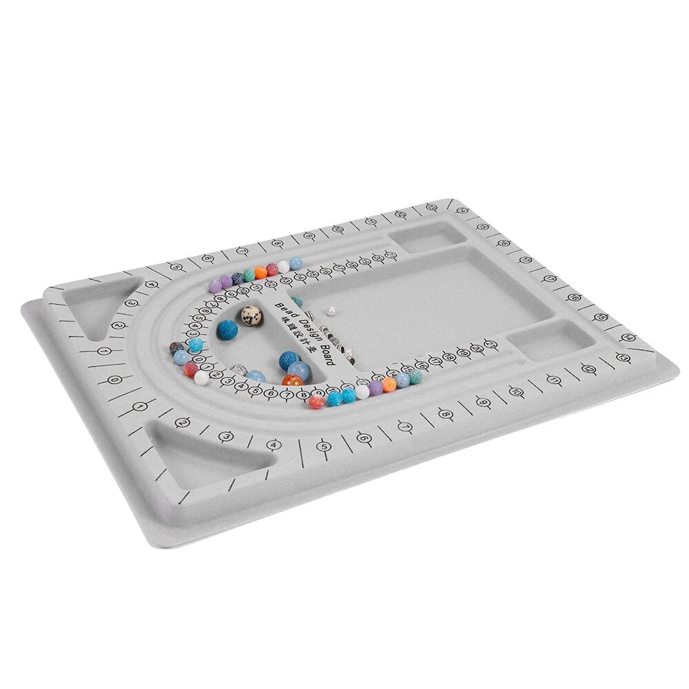 Gray Flocked Bead Board - DIY Jewelry Making Organizer Tray with Measuring Tool - Image 2