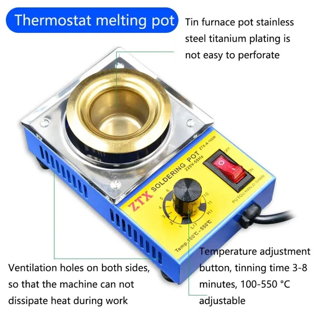 Adjustable Temperature Soldering Pot 160W | 100°C to 550°C | Fast Heating EU Plug - Image 2