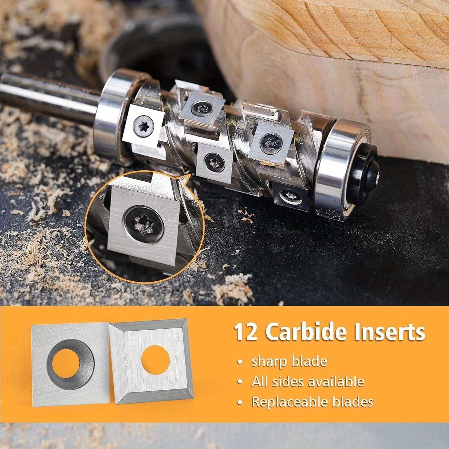 Top & Bottom Bearing Flush Trim Router Bit | 1/2 Shank | 12 PCS Carbide Inserts - Image 4