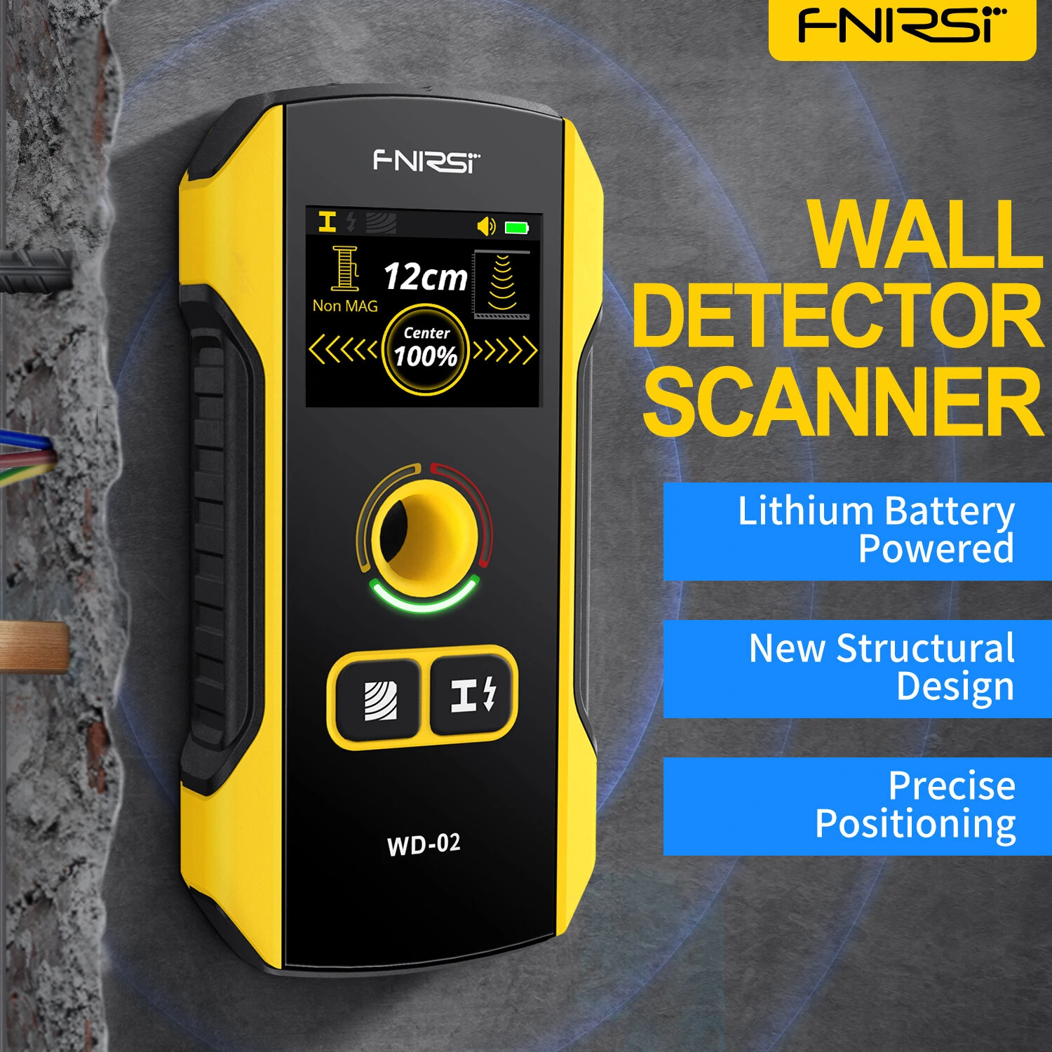 FNIRSI WD-02 Metal Detector - Wall Scanner for Wood Wires Pipes & Rebars - Image 2