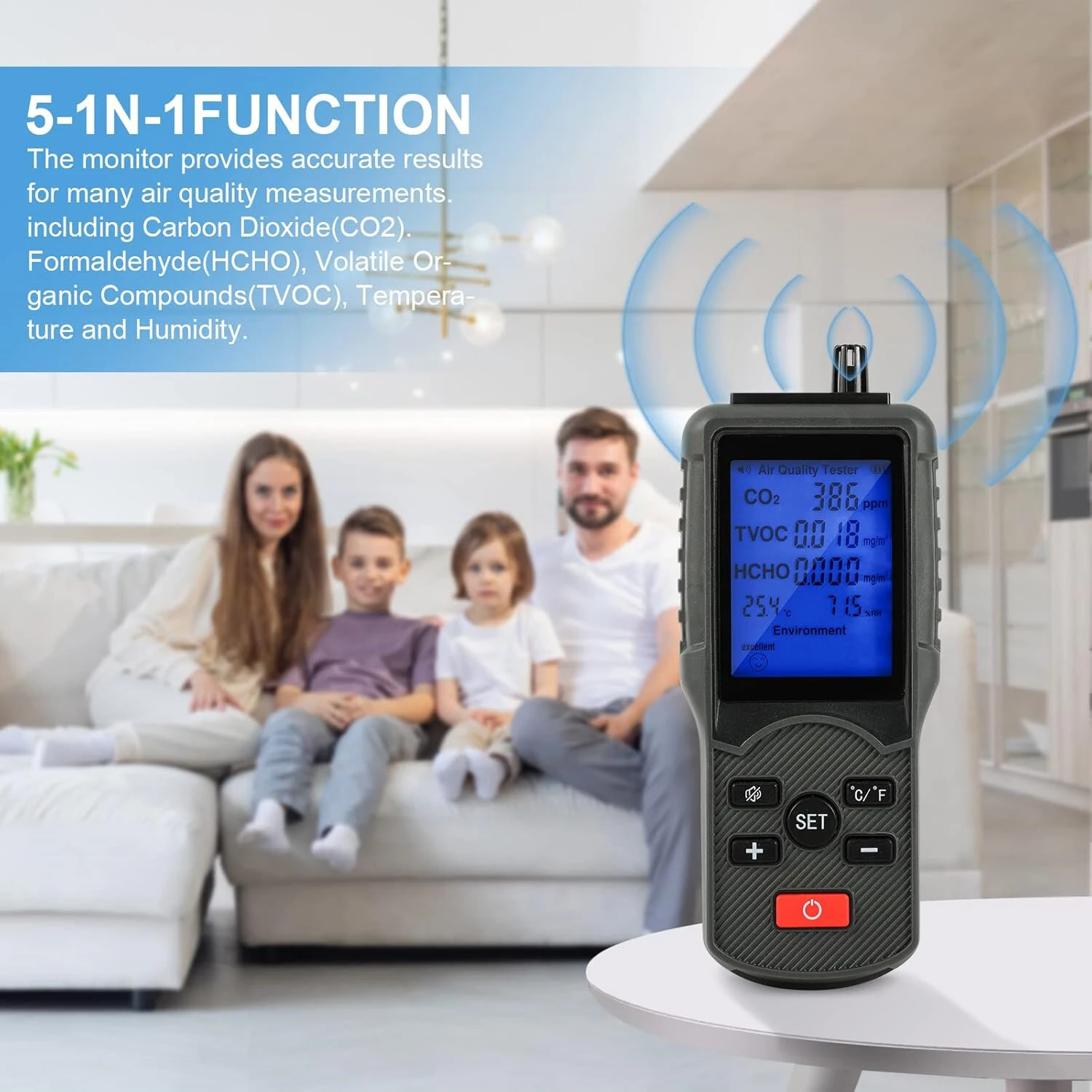 JEDEW JD-3002 Air Quality Detector - CO2 HCHO TVOC Monitor | Temp & Humidity - Image 3