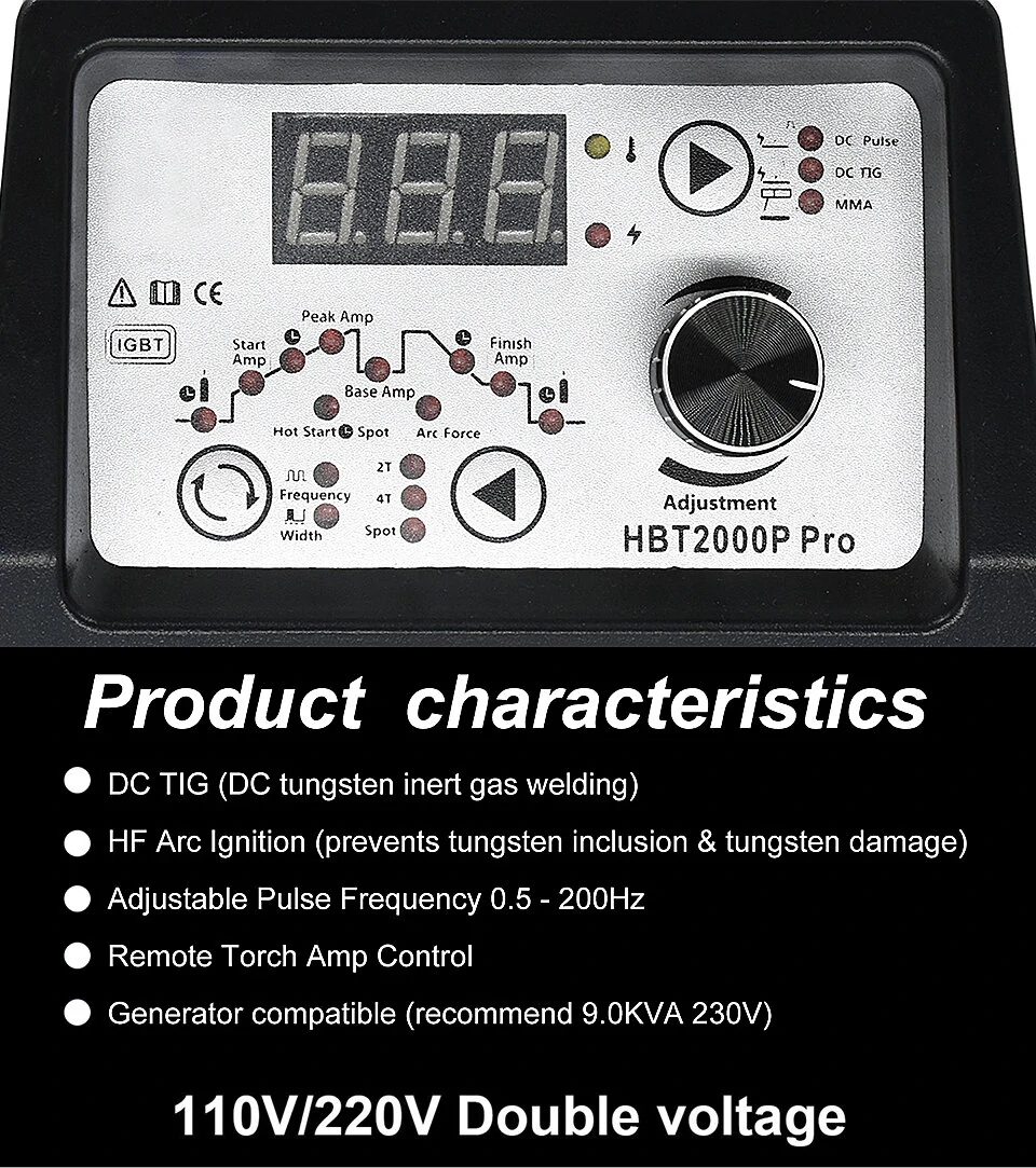 HZXVOGEN TIG200P TIG Welding Machine - 110V/220V 2-in-1 Pulse MMA & HF Argon - Image 3