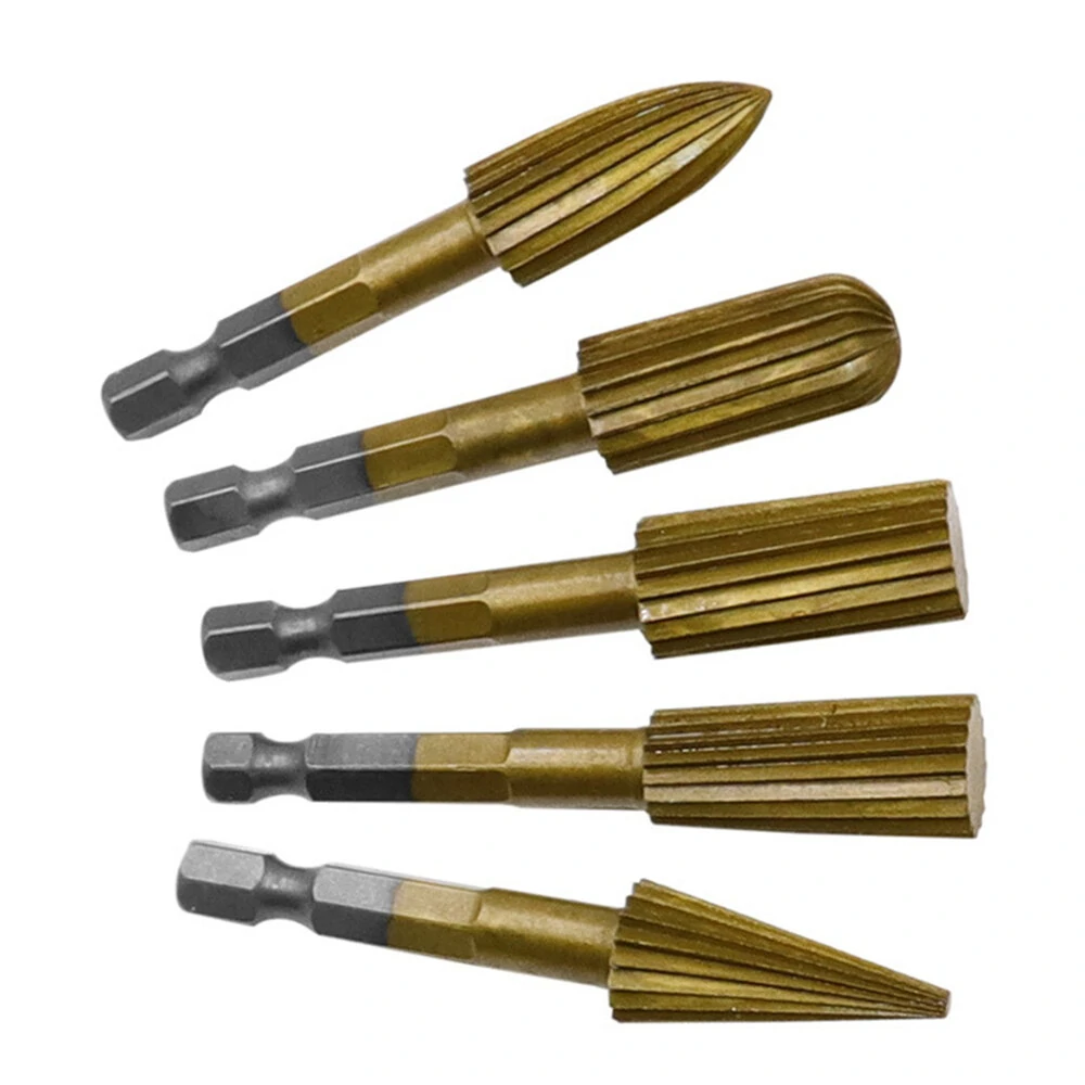 5pcs 6.3mm HSS Rotary File Set | Wood Carving & Peeling Grinding Heads - Image 2