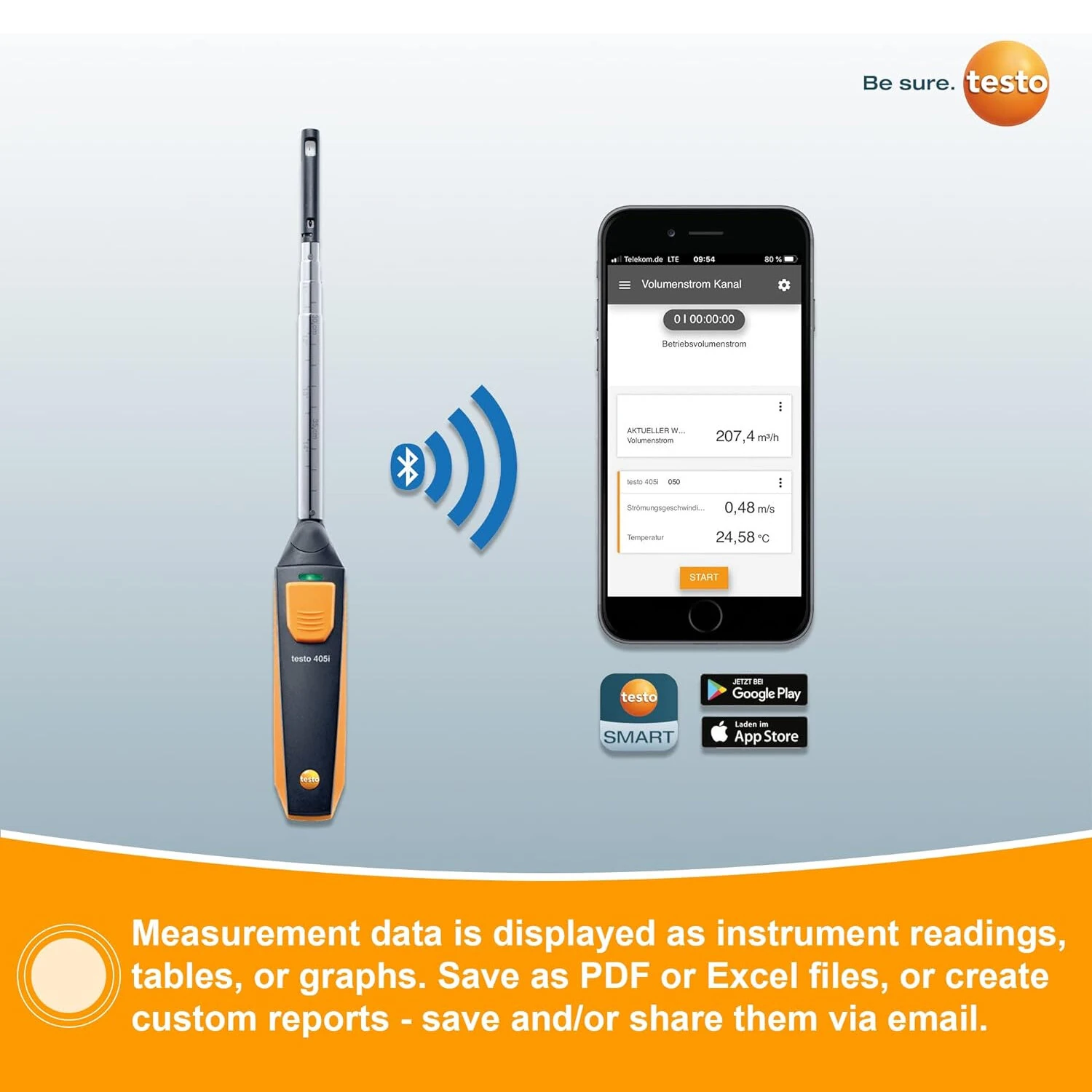 Testo 405i Anemometer - Bluetooth Wireless HVAC CFM Meter | Air Speed & Temperature - Image 4