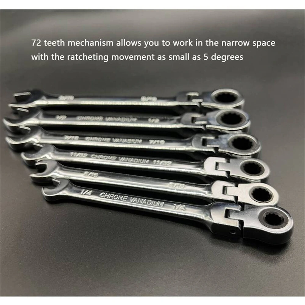 Auto-Fast 8-19mm Ratcheting Wrench Set | Open-End & Flare Nut Spanner | 180-Degree Movable Head - Image 2