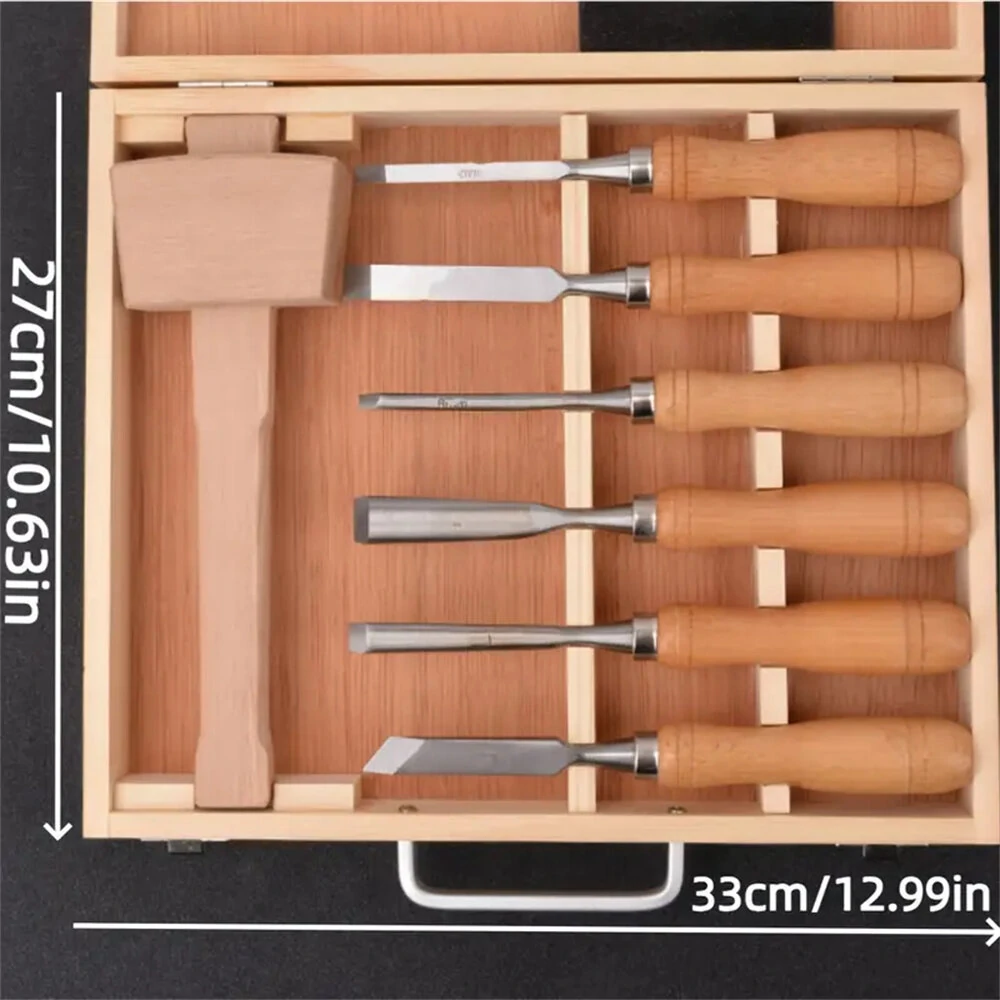 Premium Wood Turning Chisels Set - 7PCS with Flat Curved Skew & Hammer - Image 5