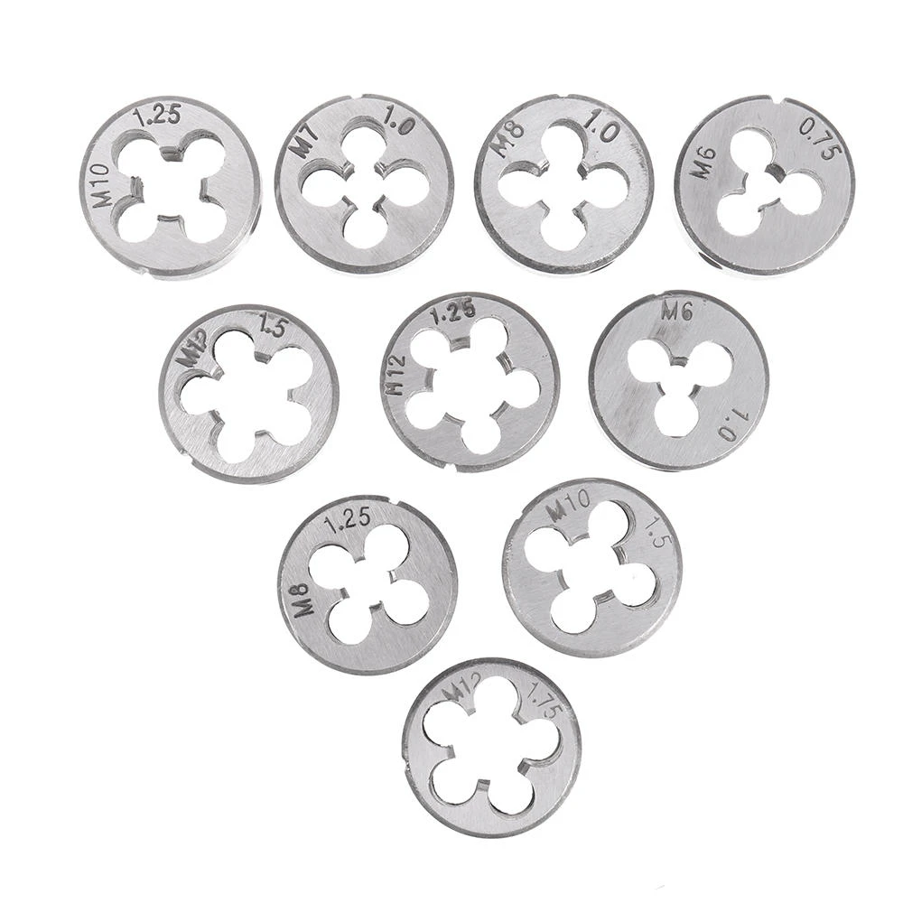 Drillpro 10Pcs Metric Thread Die Set | M6 M7 M8 M10 M12 | Circular Die - Image 4