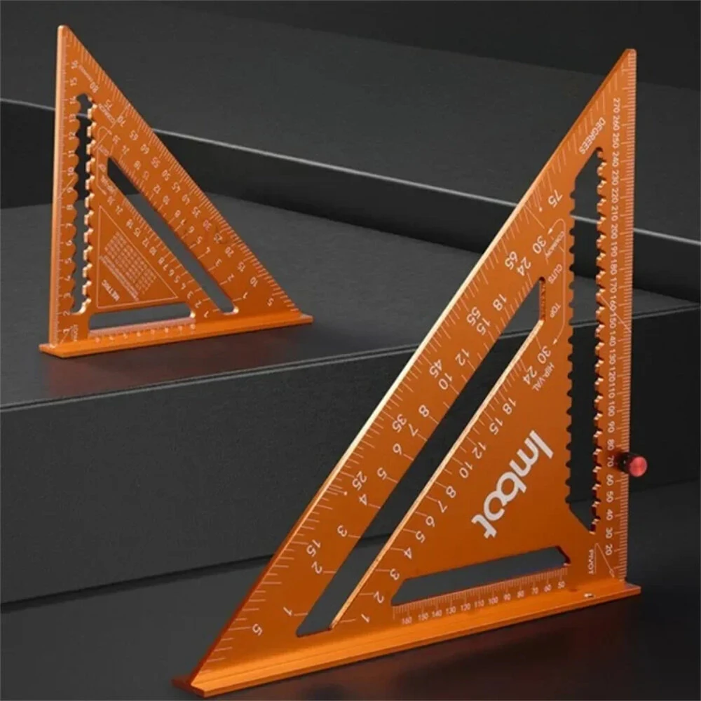 Aluminum Alloy Carpenter Triangle Ruler | Multi-Angle Rafter Square & Circle Tool - Metric Scale - Image 2
